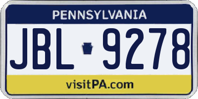 PA license plate JBL9278