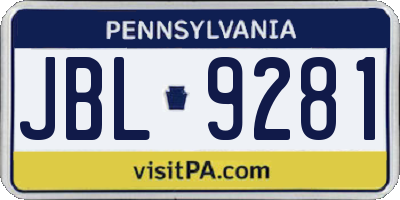 PA license plate JBL9281