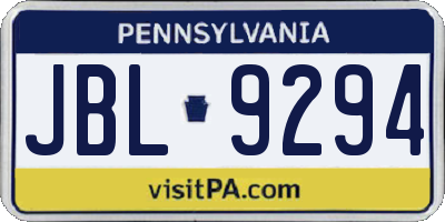 PA license plate JBL9294
