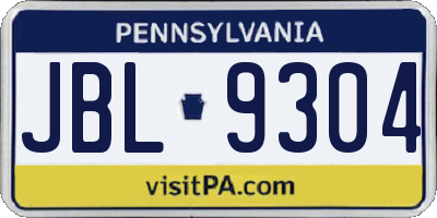 PA license plate JBL9304