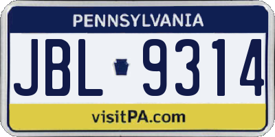 PA license plate JBL9314