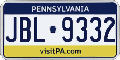 PA license plate JBL9332