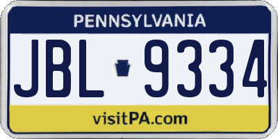 PA license plate JBL9334