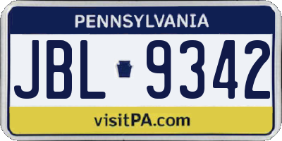 PA license plate JBL9342