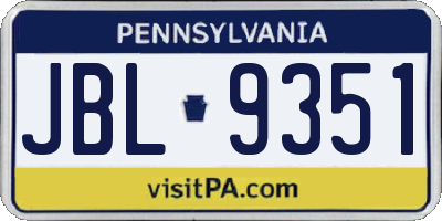 PA license plate JBL9351