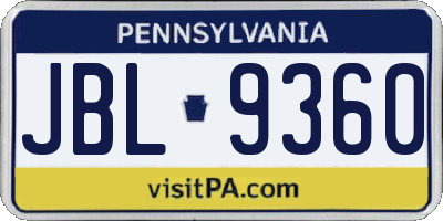 PA license plate JBL9360
