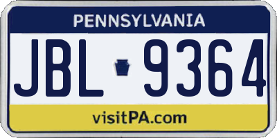 PA license plate JBL9364