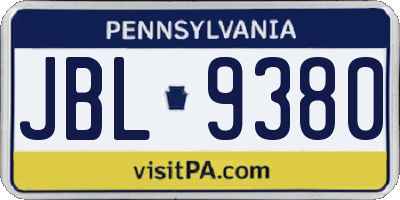 PA license plate JBL9380