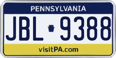 PA license plate JBL9388