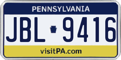 PA license plate JBL9416