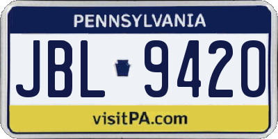 PA license plate JBL9420