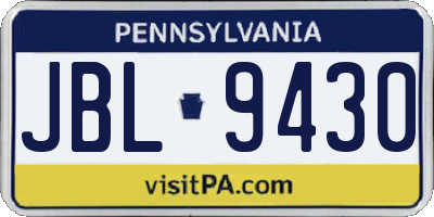 PA license plate JBL9430