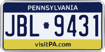 PA license plate JBL9431
