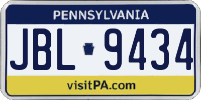 PA license plate JBL9434