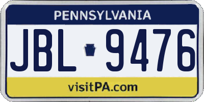 PA license plate JBL9476