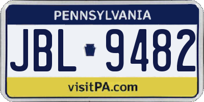 PA license plate JBL9482