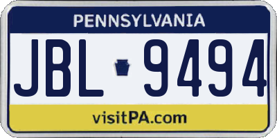 PA license plate JBL9494