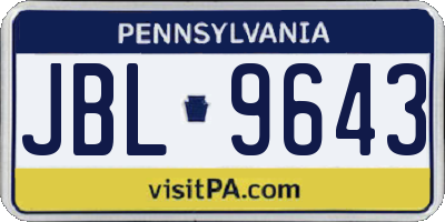 PA license plate JBL9643