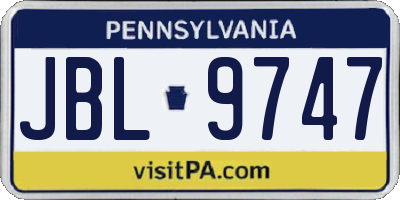 PA license plate JBL9747