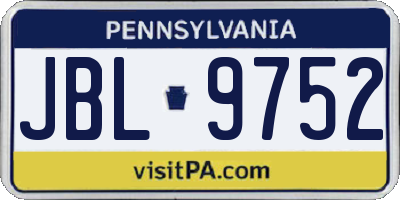 PA license plate JBL9752