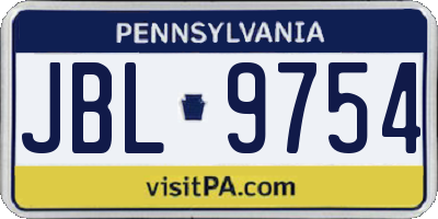 PA license plate JBL9754