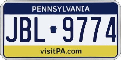 PA license plate JBL9774