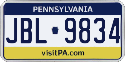 PA license plate JBL9834
