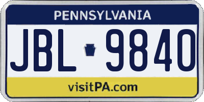 PA license plate JBL9840