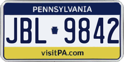 PA license plate JBL9842