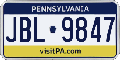 PA license plate JBL9847