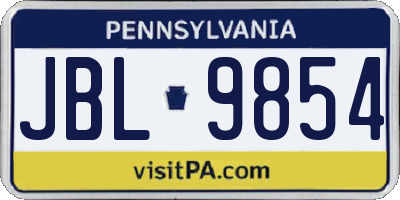 PA license plate JBL9854