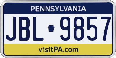 PA license plate JBL9857