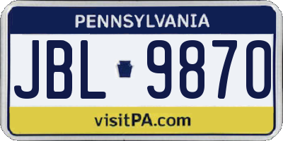 PA license plate JBL9870