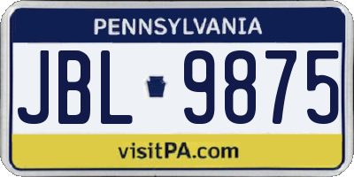 PA license plate JBL9875