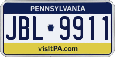 PA license plate JBL9911