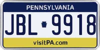 PA license plate JBL9918
