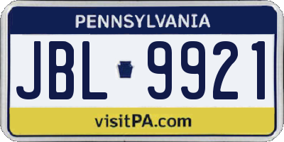 PA license plate JBL9921
