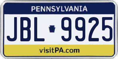 PA license plate JBL9925