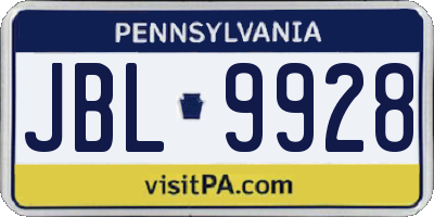 PA license plate JBL9928
