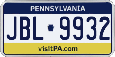 PA license plate JBL9932
