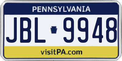 PA license plate JBL9948
