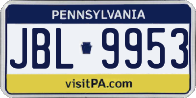 PA license plate JBL9953