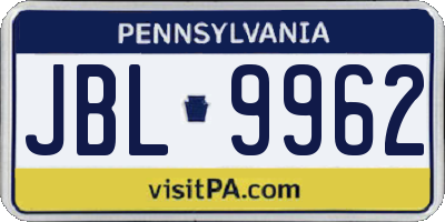 PA license plate JBL9962