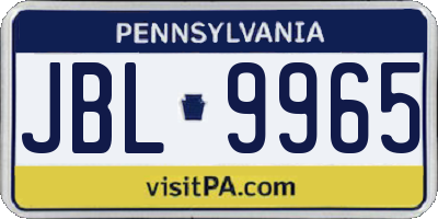 PA license plate JBL9965