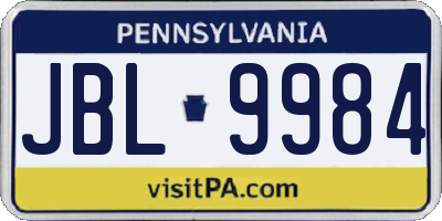 PA license plate JBL9984
