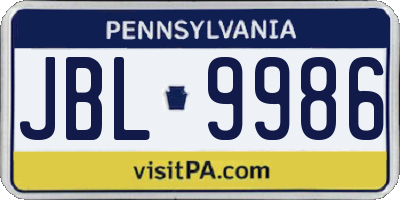 PA license plate JBL9986