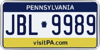 PA license plate JBL9989