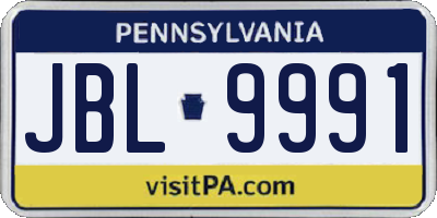 PA license plate JBL9991