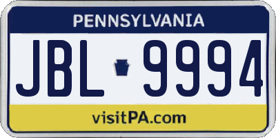 PA license plate JBL9994