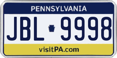 PA license plate JBL9998